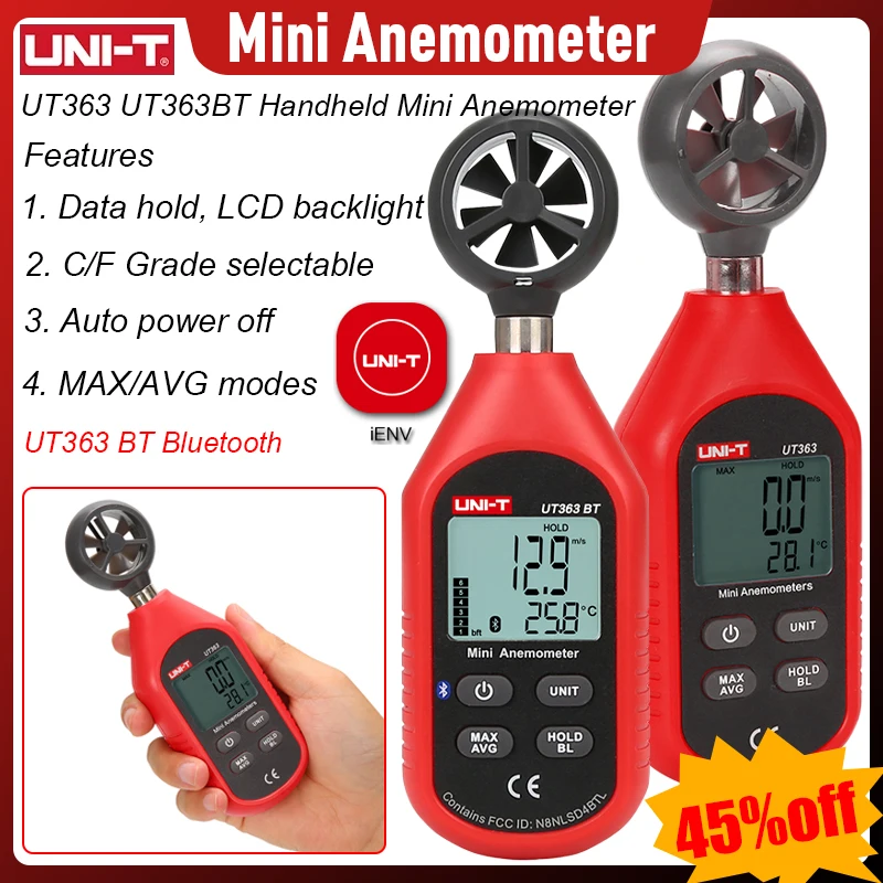 UNI-T Handheld Anemometer Digital LCD Display Air Flow Speed Wind Meter Digital Professional Temperature Tester UT363 UT363BT
UNI-T Handheld Anemometer Digital LCD Display Air Flow Speed Wind Meter Digital Professional Temperature Tester UT363 UT363BT