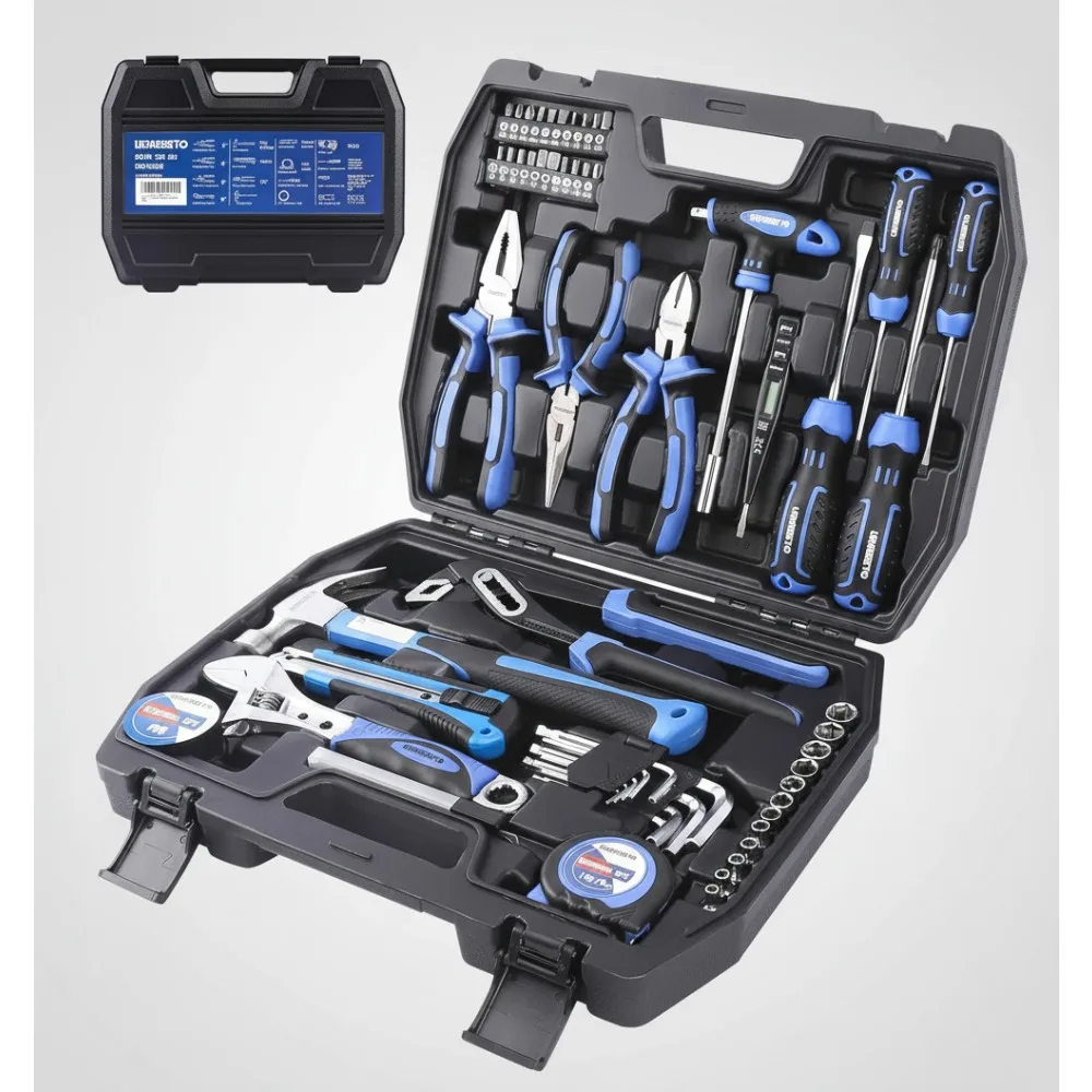 62-Piece Household Tool Kit with Storage Box - Essential Tools for Home, Garage & DIY Projects
62-Piece Household Tool Kit with Storage Box - Essential Tools for Home, Garage & DIY Projects