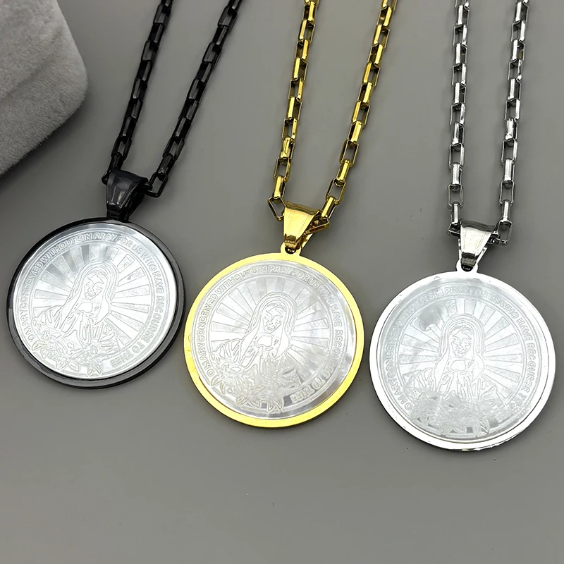 Immaculate Conception Virgin Mary Pray for us Pendant Necklace Women Men Stainless Steel Gold Color Catholic Mother Mary Jewelry 
Immaculate Conception Virgin Mary Pray for us Pendant Necklace Women Men Stainless Steel Gold Color Catholic Mother Mary Jewelry