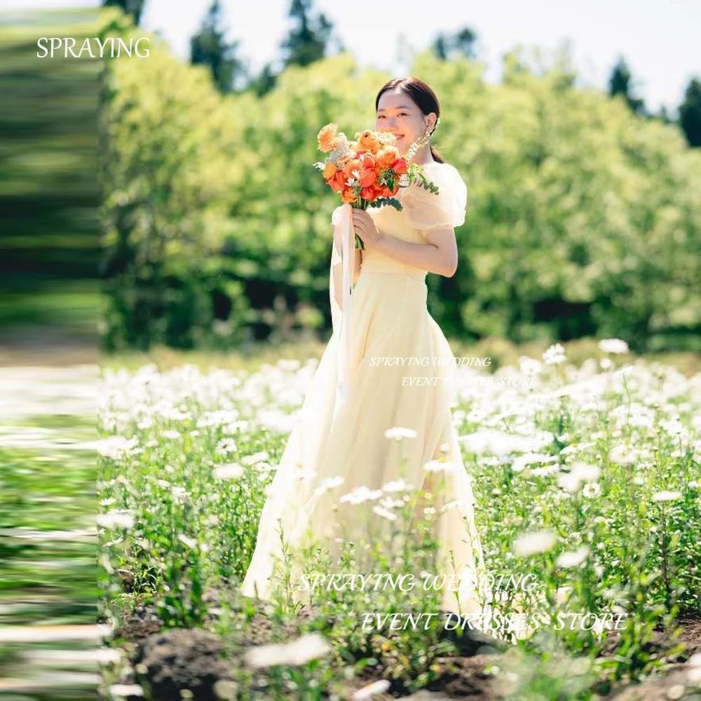 SPRAYING Simple Light Yellow Long Evening Dresses Korea Wedding Photoshoot Puff Short Sleeevs Corset Back Prom Gowns Party
SPRAYING Simple Light Yellow Long Evening Dresses Korea Wedding Photoshoot Puff Short Sleeevs Corset Back Prom Gowns Party