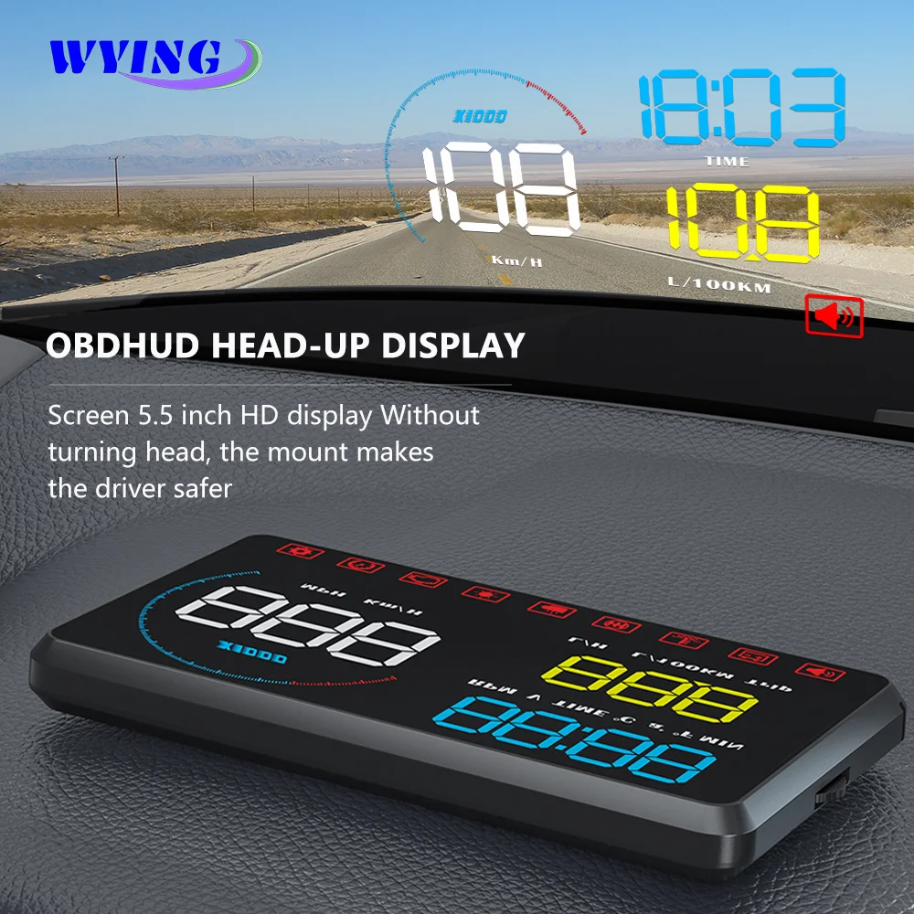 WYING A9 Автомобильный дисплей на лобовое стекло OBDII EUOBD проектор на лобовое стекло HUD напоминание о переключении воды температура об/мин Расход топлива сигнализация скорости
WYING A9 Автомобильный дисплей на лобовое стекло OBDII EUOBD проектор на лобовое стекло HUD напоминание о переключении воды температура об/мин Расход топлива сигнализация скорости