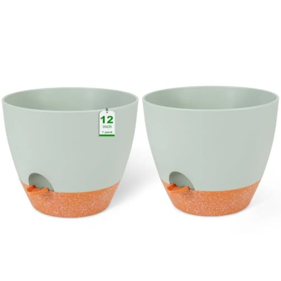 planters, Plant Pots, Self Waterg Pots, 2 Pack Large Plastic Flower pots with Deep Reservior and High Draage Holes for door Out
planters, Plant Pots, Self Waterg Pots, 2 Pack Large Plastic Flower pots with Deep Reservior and High Draage Holes for door Out