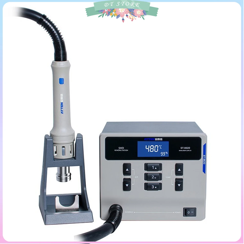 ST-862D 110V / 220V 1000W Hot Air Gun Digital Display BGA Rework Station Automatic Sleep Repair Desoldering Station
ST-862D 110V / 220V 1000W Hot Air Gun Digital Display BGA Rework Station Automatic Sleep Repair Desoldering Station