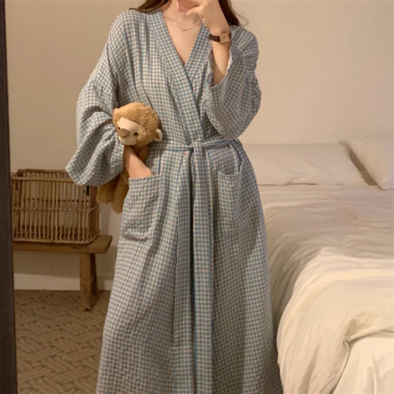 Home Soft Summer Stripe Long Sleeve Plaid Sleepwear Women Elegant Casual Long nightgown Korean Style Simple Sweet Sleep Tops Ins
Home Soft Summer Stripe Long Sleeve Plaid Sleepwear Women Elegant Casual Long nightgown Korean Style Simple Sweet Sleep Tops Ins