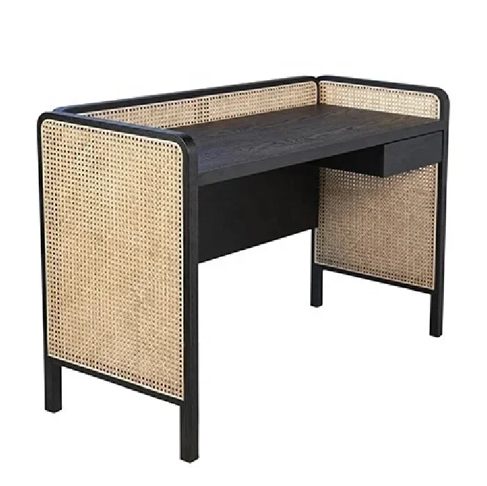# Высококачественный современный письменный стол из массива дуба, деревянный домашний офис, черный ротанговый стол #
# Высококачественный современный письменный стол из массива дуба, деревянный домашний офис, черный ротанговый стол #