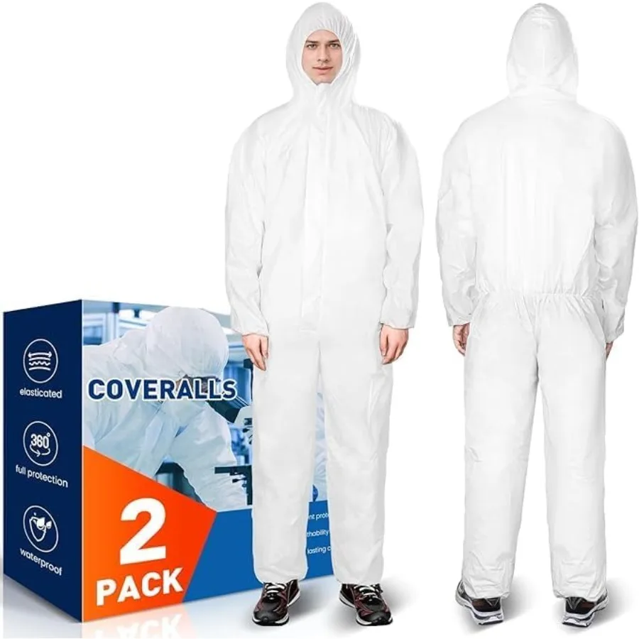 2 Pack/25 Pack Hazmat Suits Disposable Protective Coveralls, Heavy Duty Full Body Painters Suit for Men and Women
2 Pack/25 Pack Hazmat Suits Disposable Protective Coveralls, Heavy Duty Full Body Painters Suit for Men and Women