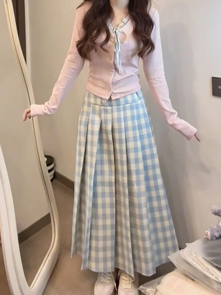 Sweet Contrast Color Plaid Pleated Midi Skirt High Waist Long Skirt Ele Ladylike Commute Sle plus Size Women's Skirt
Sweet Contrast Color Plaid Pleated Midi Skirt High Waist Long Skirt Ele Ladylike Commute Sle plus Size Women's Skirt