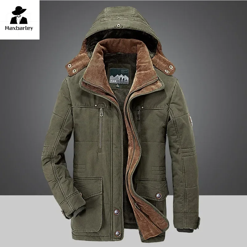 Winter Fleece Parka Men's Mid-length high quality Thick Warm Pocket Jacket Outdoor Snow Cold-proof Hooded Cotton-padded Jacket
Winter Fleece Parka Men's Mid-length high quality Thick Warm Pocket Jacket Outdoor Snow Cold-proof Hooded Cotton-padded Jacket
