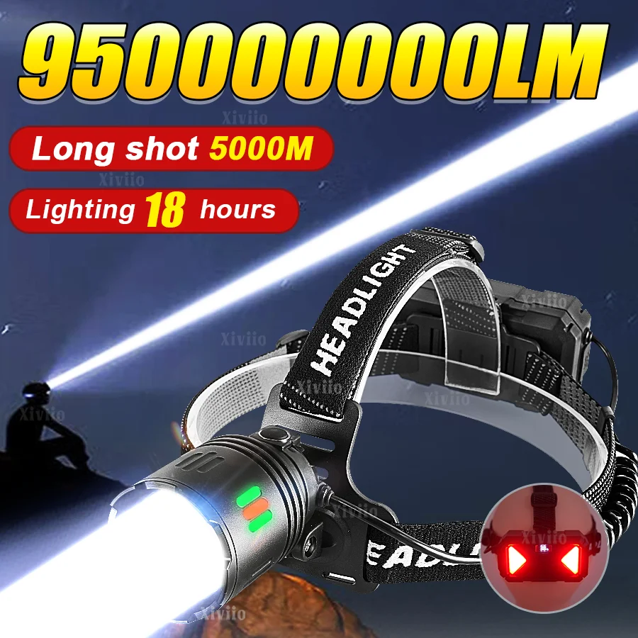 9500000LM Most Powerful LED Headlight Strong Light 5 KM Headlamp Rechargeable Head Flashlight 18650 Camping Fishing Head Lantern
9500000LM Most Powerful LED Headlight Strong Light 5 KM Headlamp Rechargeable Head Flashlight 18650 Camping Fishing Head Lantern