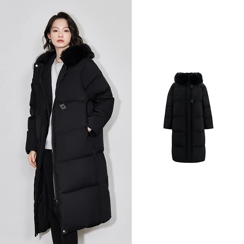 Женский пуховик 2025, новинка зимы, холодный водонепроницаемый меховой воротник с капюшоном, клетчатая молния, черные парки, длинное пальто 
Женский пуховик 2025, новинка зимы, холодный водонепроницаемый меховой воротник с капюшоном, клетчатая молния, черные парки, длинное пальто