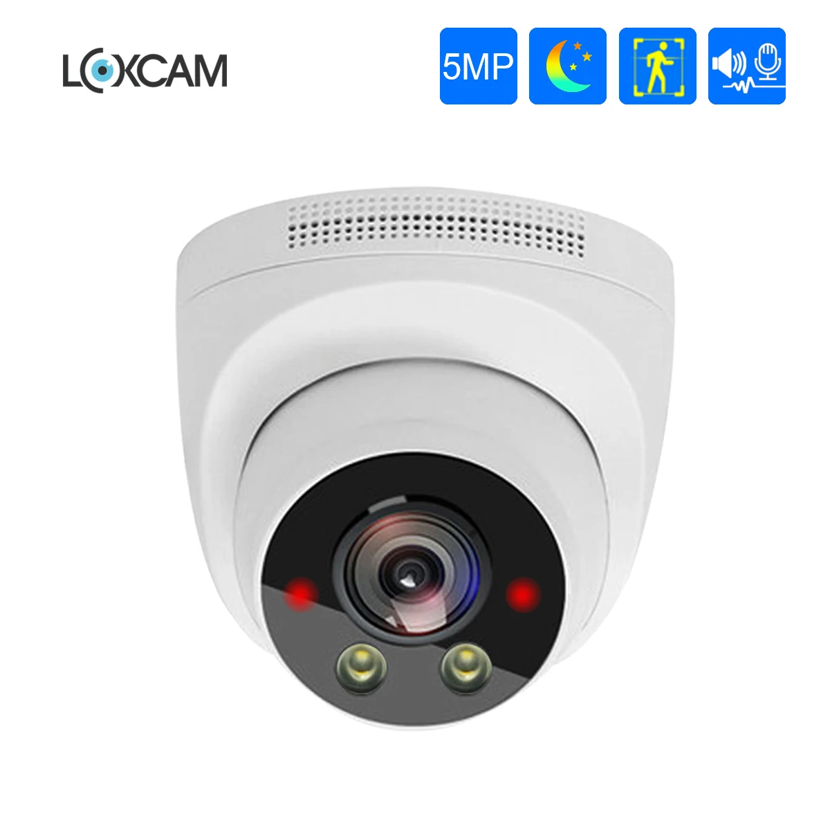 LOXCAM 5MP AI POE IP Camera Human Detection Full Color Night Indoor Dome Two Way Audio Camera For NVR System Video Surveillance
LOXCAM 5MP AI POE IP Camera Human Detection Full Color Night Indoor Dome Two Way Audio Camera For NVR System Video Surveillance