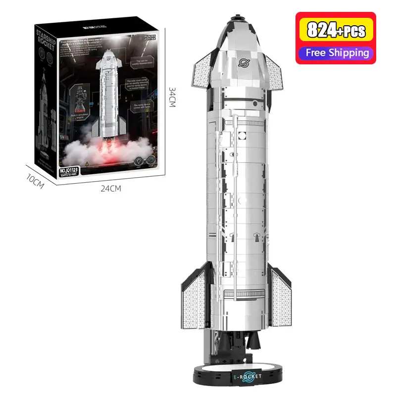 JQ1123 824PCS Space Rocket Starship Building Blocks With Light Smoke Effect Aerospace Model Bricks DIY Collection Toys Kids
JQ1123 824PCS Space Rocket Starship Building Blocks With Light Smoke Effect Aerospace Model Bricks DIY Collection Toys Kids