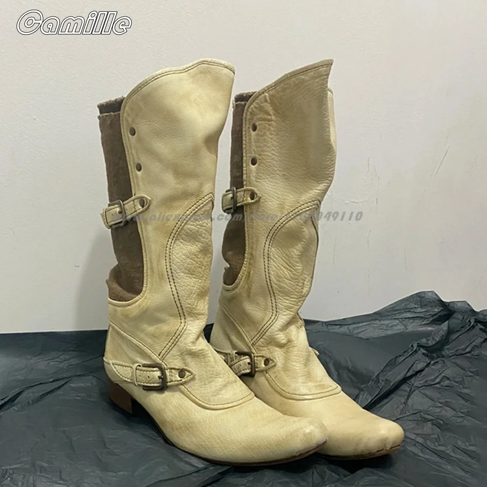 Split Leather Buckle Strap Vintage Knee High Lady Boots Round Toe Leather Stitching Slip On Casual Boots Size 35-40 Cowboy Boots
Split Leather Buckle Strap Vintage Knee High Lady Boots Round Toe Leather Stitching Slip On Casual Boots Size 35-40 Cowboy Boots