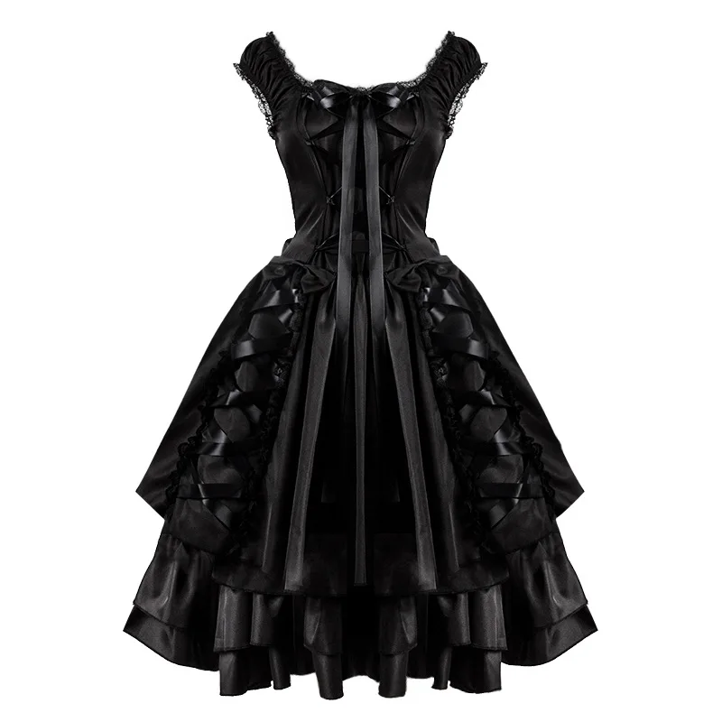 Black Retro Gothic Lace Up Maid Mesh Sawing Dress Medieval Vintage Y2K Sexy Outfits Halloween Carnival Party Costumes for Women
Black Retro Gothic Lace Up Maid Mesh Sawing Dress Medieval Vintage Y2K Sexy Outfits Halloween Carnival Party Costumes for Women