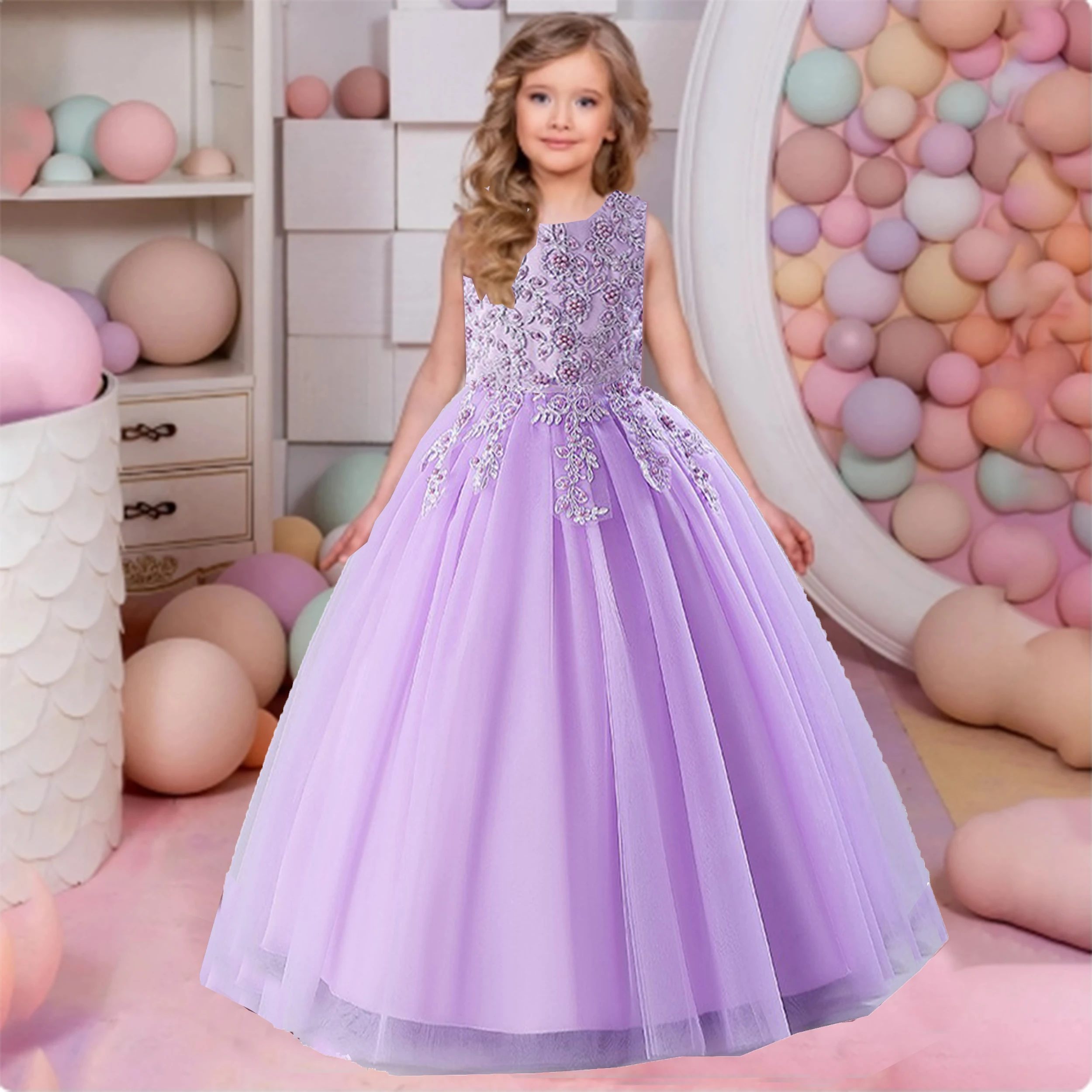 Elizabeth Fashion Little Big Girls 3D Embroidered Beaded Lace Flower Girl Birthday Party Formal Dress Long Pageant Dress M337
Elizabeth Fashion Little Big Girls 3D Embroidered Beaded Lace Flower Girl Birthday Party Formal Dress Long Pageant Dress M337