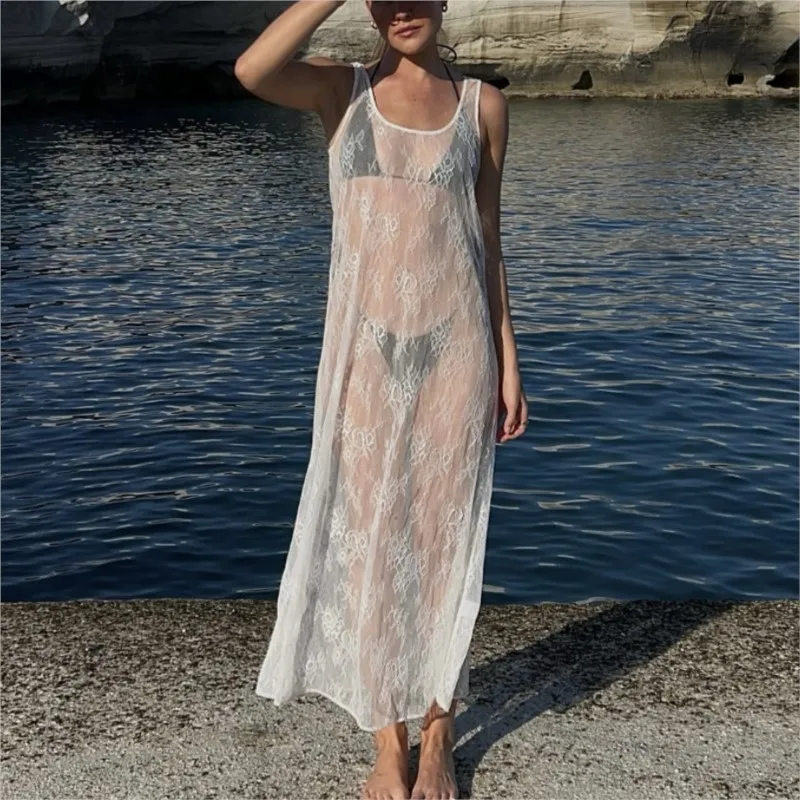 2025 Summer Beach Resort Dress Women's Dress Sexy Perfecting Hollow Lace Covering Caliber Printing Transparent Long Skirt
2025 Summer Beach Resort Dress Women's Dress Sexy Perfecting Hollow Lace Covering Caliber Printing Transparent Long Skirt