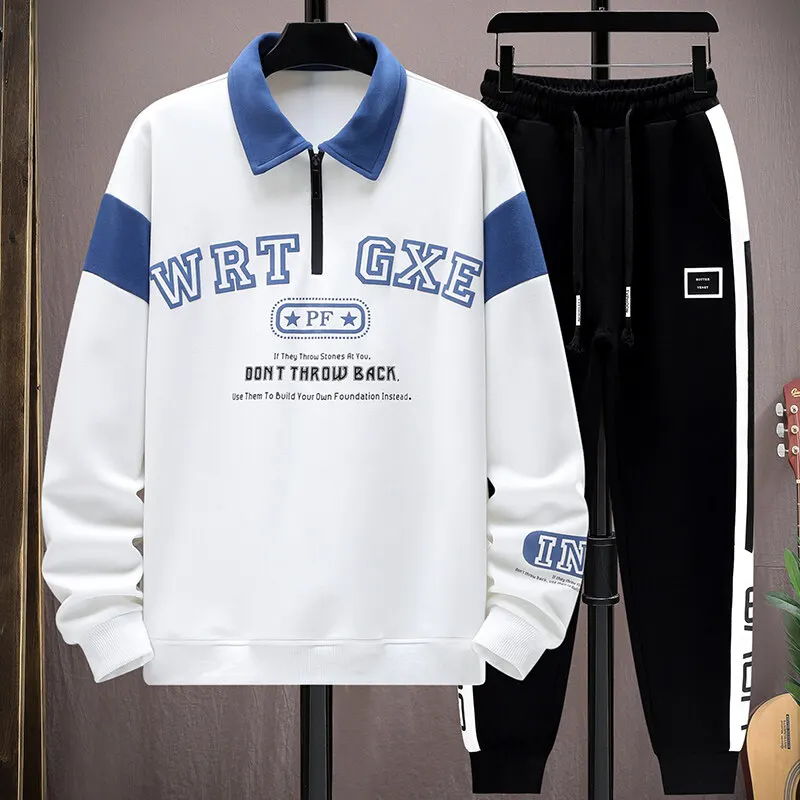 Spring Men Sets Sports Suits Tracksuit Man polos collar Pullover + Sweatpants Two Piece Outfits Hip Hop Streetwear
Spring Men Sets Sports Suits Tracksuit Man polos collar Pullover + Sweatpants Two Piece Outfits Hip Hop Streetwear