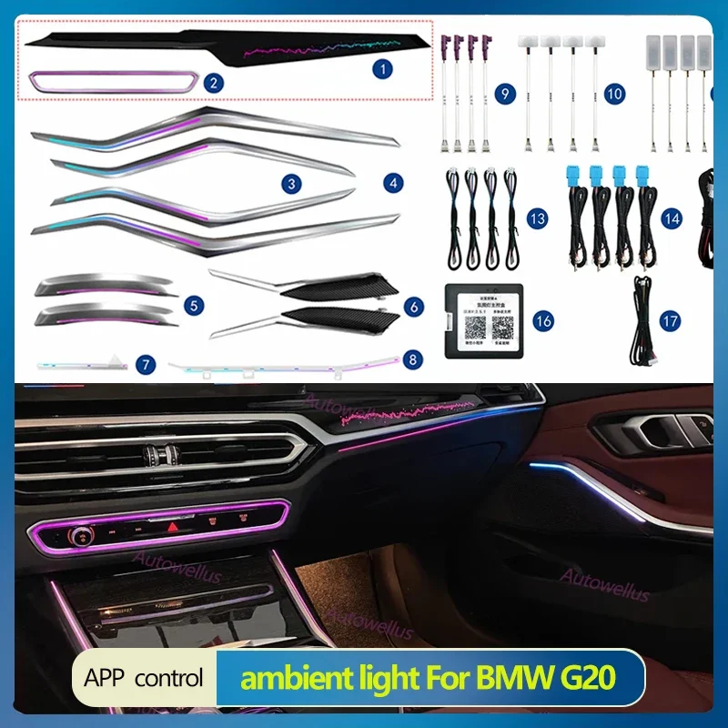 11 Colours LED Ambient Light For BMW G20 3 Series 2019-24 Interior Instrument Panel Saddle Decorative Lamp RGB Refit Accessories
11 Colours LED Ambient Light For BMW G20 3 Series 2019-24 Interior Instrument Panel Saddle Decorative Lamp RGB Refit Accessories