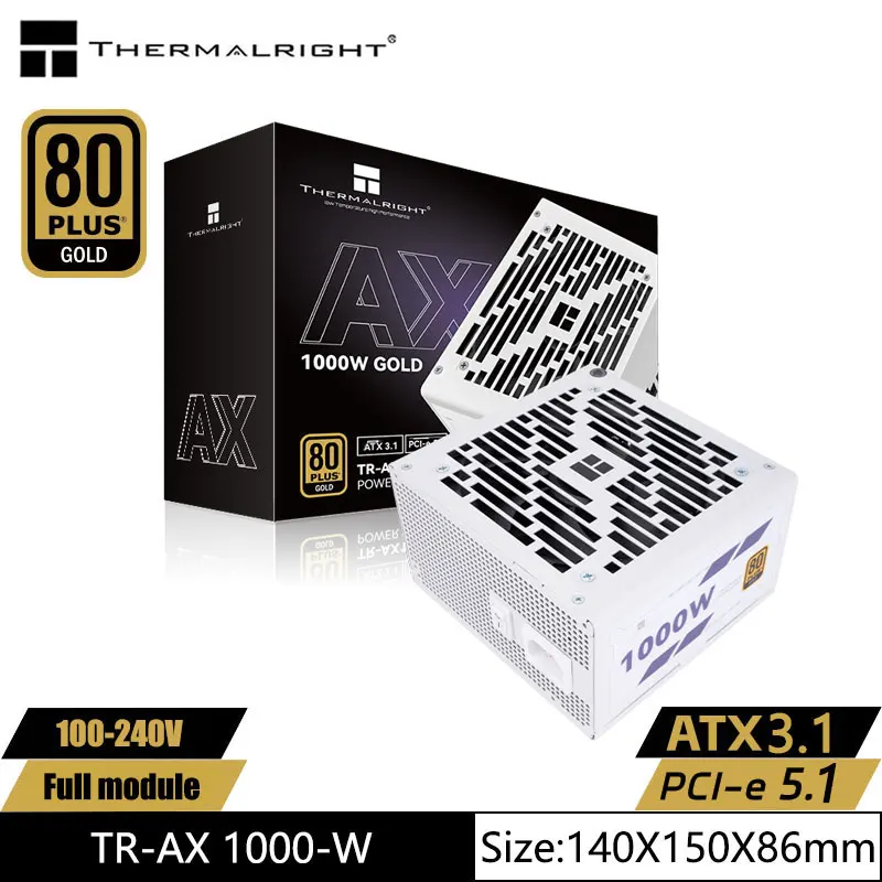 Thermalright TR-AX1000-W полностью модульный источник питания для шасси с золотой медалью, полное напряжение 100-240 В/ATX3,1/PCle 5,1/стандартная вилка китайского стандарта
Thermalright TR-AX1000-W полностью модульный источник питания для шасси с золотой медалью, полное напряжение 100-240 В/ATX3,1/PCle 5,1/стандартная вилка китайского стандарта