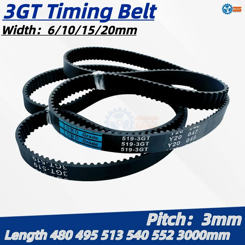 3GT Rubber Synchronous Timing Belt Closed Loop 480 495 513 540 552 3000mm 6/10/15/20mm GT3-495 GT3-540 GT3-3000
3GT Rubber Synchronous Timing Belt Closed Loop 480 495 513 540 552 3000mm 6/10/15/20mm GT3-495 GT3-540 GT3-3000