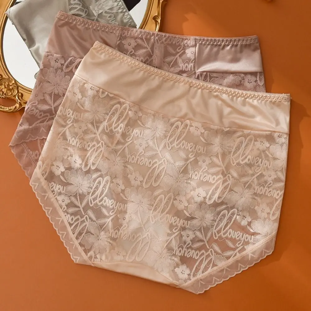 Breathable Sweet Satin Silk Panties High Waist Cotton Crotch Lace Flower Briefs Lingerie Thin Underwear for Women Daily
Breathable Sweet Satin Silk Panties High Waist Cotton Crotch Lace Flower Briefs Lingerie Thin Underwear for Women Daily
