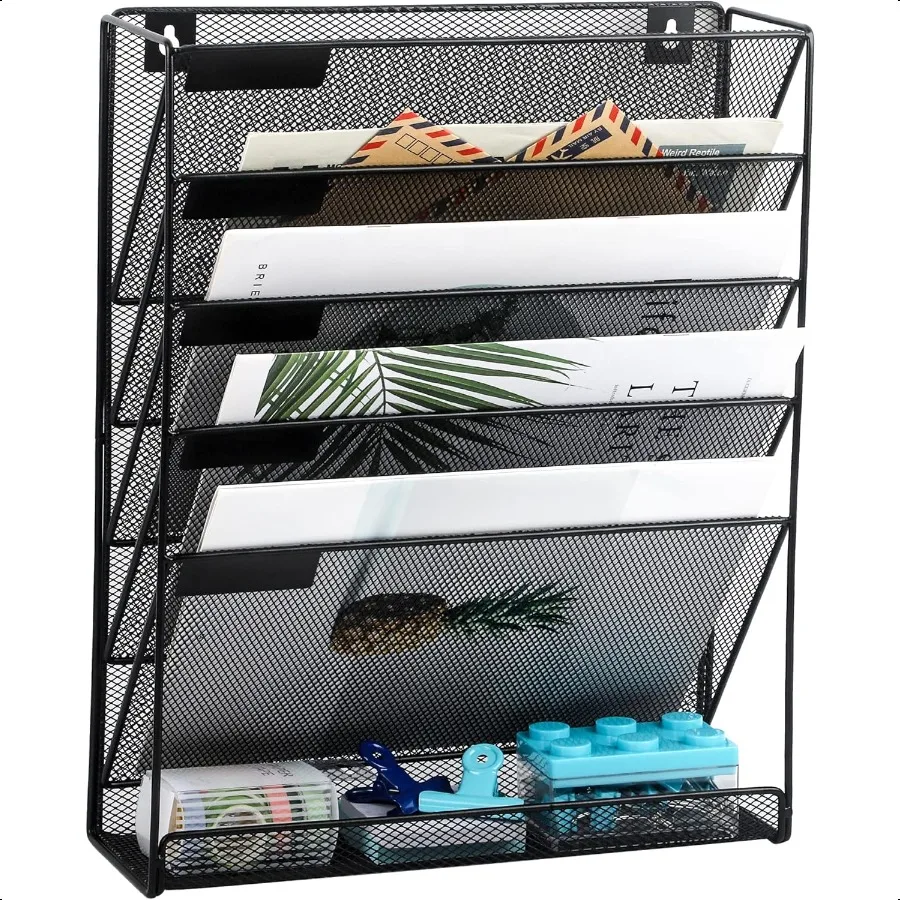 Desk File Organizer Mesh 5Tier Hanging Wall Mount Document Organization Stand Desktop Vertical Mail Paper Folder Holder Rack wi
Desk File Organizer Mesh 5Tier Hanging Wall Mount Document Organization Stand Desktop Vertical Mail Paper Folder Holder Rack wi