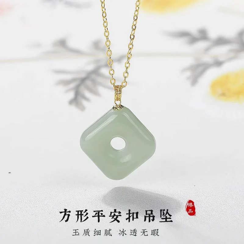 Natural Hetian Jade Square Safety Buckle Pendant Necklace Chinese Style Jewelry for Women Mother Gifts
Natural Hetian Jade Square Safety Buckle Pendant Necklace Chinese Style Jewelry for Women Mother Gifts