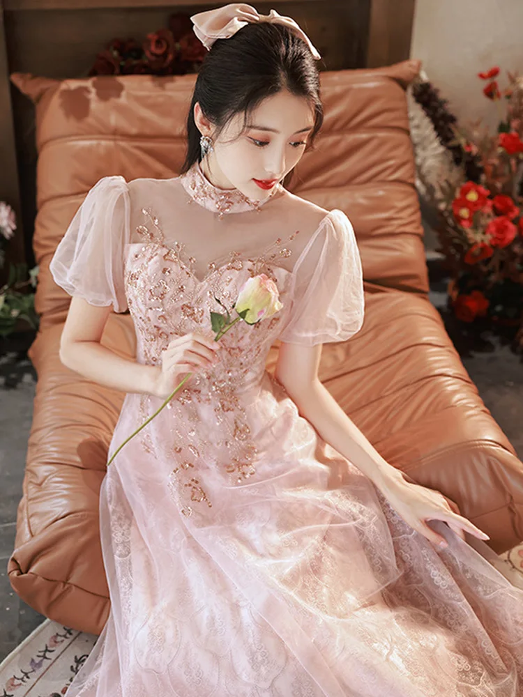Pink Evening Dress New Elegant Beading High Collar Bridesmaid Dresses 2023 Sweet Slim Tulle Birthday Party Gown
Pink Evening Dress New Elegant Beading High Collar Bridesmaid Dresses 2023 Sweet Slim Tulle Birthday Party Gown