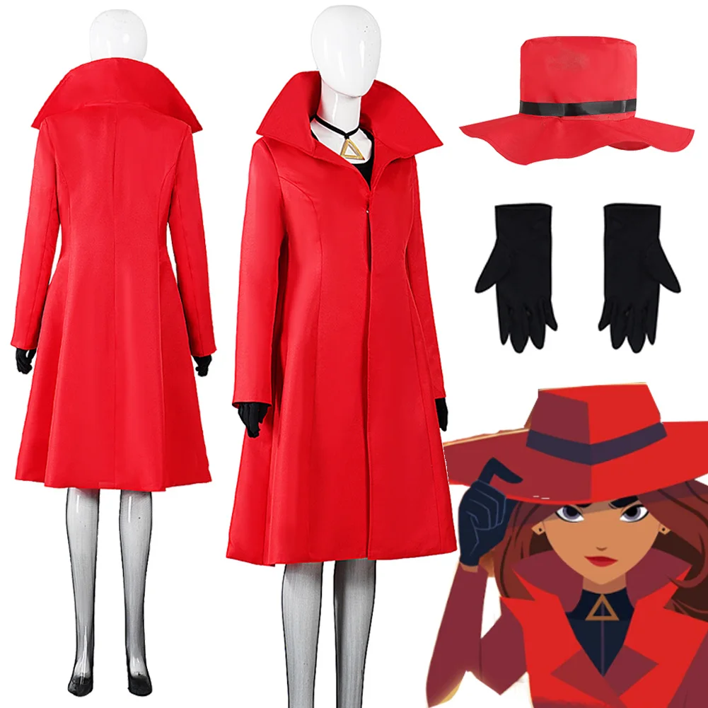 Cartoon Where Carmen Is Sandiego Cos Carmen Cosplay Costume Women Fantasia Red Coat Hat Set Outfits Uniform Halloween Party Suit
Cartoon Where Carmen Is Sandiego Cos Carmen Cosplay Costume Women Fantasia Red Coat Hat Set Outfits Uniform Halloween Party Suit