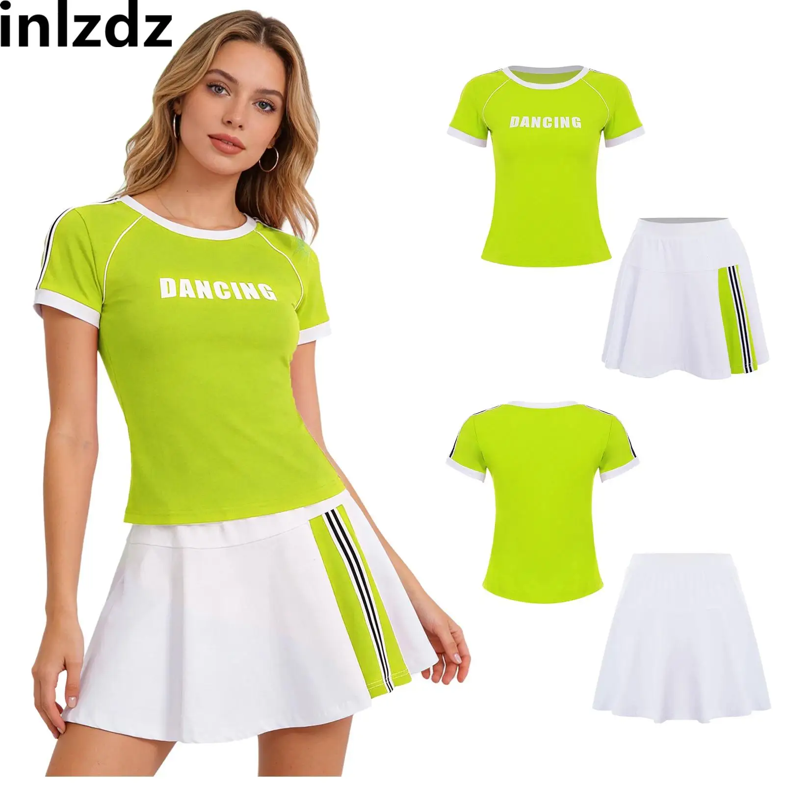 Adult Women's Cheerleading Uniform Gymnastics Dance Outfit Short Sleeve T-shirt+Skirt Set Woman Tennis Golf Workout Sports Wear
Adult Women's Cheerleading Uniform Gymnastics Dance Outfit Short Sleeve T-shirt+Skirt Set Woman Tennis Golf Workout Sports Wear