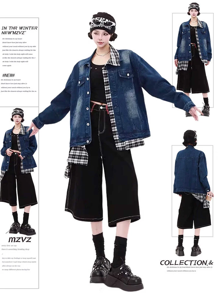 Осень-зима 2022, женская корейская джинсовая куртка Tomboy Y2k 2000-х годов, искусственная клетчатая лоскутная верхняя одежда из двух предметов, новое пальто в американском стиле ретро
Осень-зима 2022, женская корейская джинсовая куртка Tomboy Y2k 2000-х годов, искусственная клетчатая лоскутная верхняя одежда из двух предметов, новое пальто в американском стиле ретро