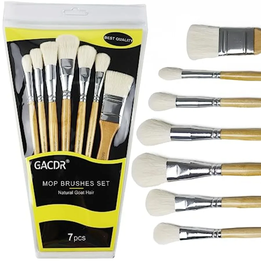 Gilding Brush Set, 7 Pieces Versatile Goat Hair Blending Mop Brushes for Acrylic Painting Wartercolor Foil Gold Leaf Flakes She
Gilding Brush Set, 7 Pieces Versatile Goat Hair Blending Mop Brushes for Acrylic Painting Wartercolor Foil Gold Leaf Flakes She