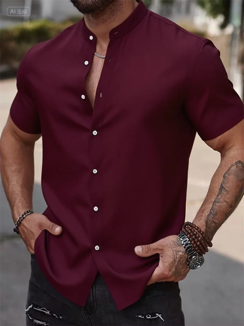 Solid color men's short sleeved shirt casual shirt high-quality solid color short sleeved fabric business shirt top
Solid color men's short sleeved shirt casual shirt high-quality solid color short sleeved fabric business shirt top