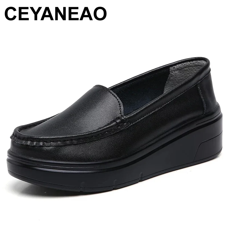 Женские кожаные туфли CEYANEAO, универсальная обувь для мам, на платформе-качалке, Рабочая обувь для медсестер, весна-лето
Женские кожаные туфли CEYANEAO, универсальная обувь для мам, на платформе-качалке, Рабочая обувь для медсестер, весна-лето