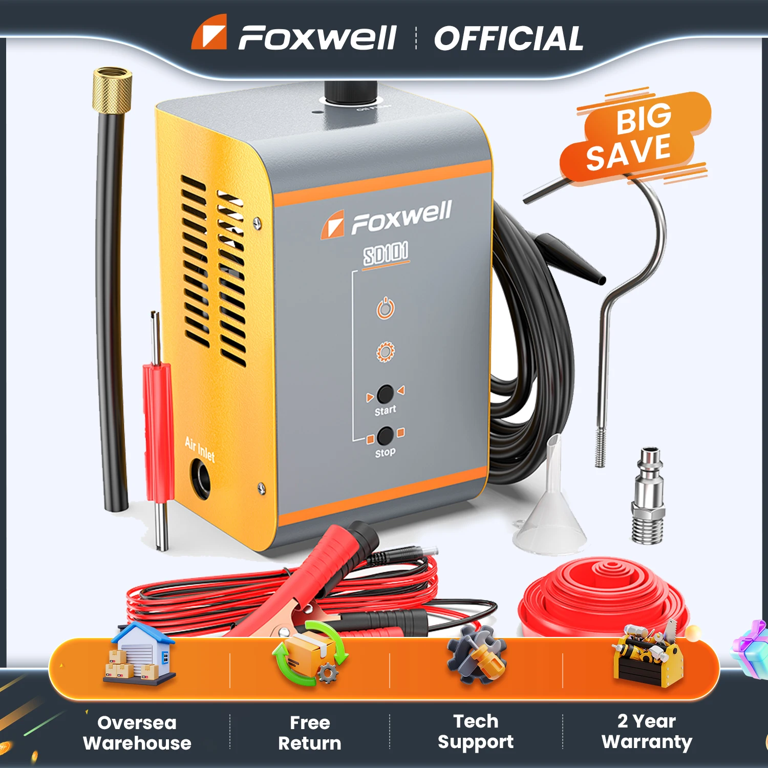 FOXWELL SD101 12V Car Smoke Leak Detector EVAP Vacuum Smoking Generator Machine Auto Oil Pipe Leakage Analyzer Diagnostic Tools
FOXWELL SD101 12V Car Smoke Leak Detector EVAP Vacuum Smoking Generator Machine Auto Oil Pipe Leakage Analyzer Diagnostic Tools