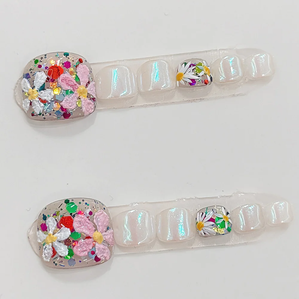 10pcs Handmade Press on Rainbow Daisy Toe Nails Full-Coverage Short Square-Shaped Removable Nail Art for Women&Gril Nail Art
10pcs Handmade Press on Rainbow Daisy Toe Nails Full-Coverage Short Square-Shaped Removable Nail Art for Women&Gril Nail Art