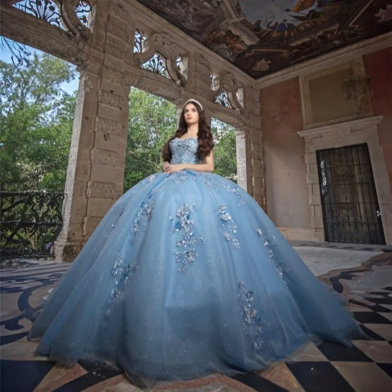 Customized Shiny blue Off Shoulder Quinceanera Dress Lace sequin applique crystal flower trailing vestidos de 15 Quinceanera
Customized Shiny blue Off Shoulder Quinceanera Dress Lace sequin applique crystal flower trailing vestidos de 15 Quinceanera
