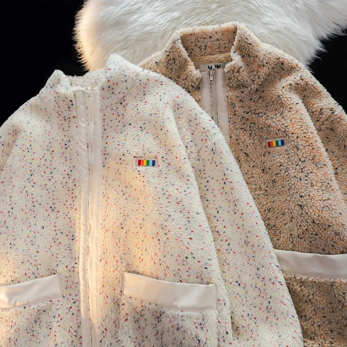 Thicken Warm Women Lamb Fleece Coat Contrast Color Dot Print Loose Stand Collar Velvet Jackets Female Winter Fashion Outerwear
Thicken Warm Women Lamb Fleece Coat Contrast Color Dot Print Loose Stand Collar Velvet Jackets Female Winter Fashion Outerwear
