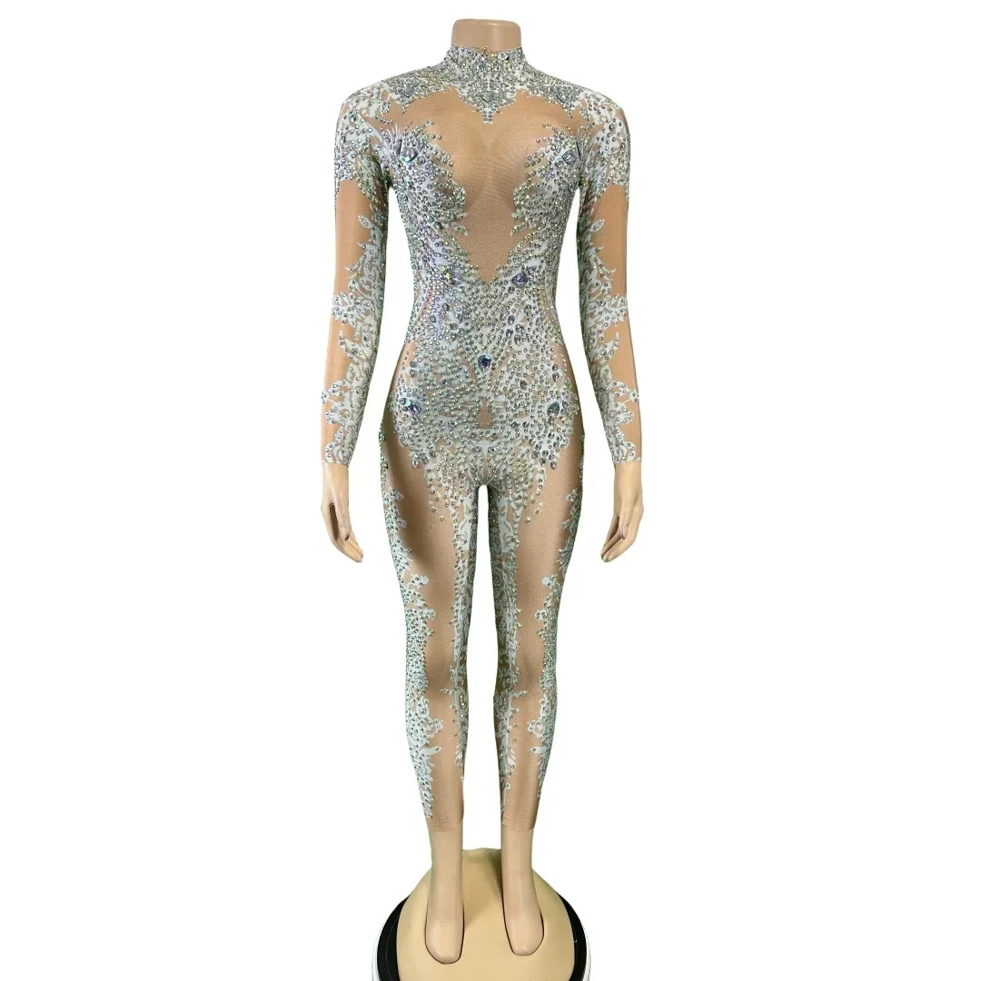 White Luxury Sparkly Rhinestone Stretch Spandex Jumpsuits For Women Pole Dancing Bling Bling Celebrate Clubbing Photo Shoot Wear
White Luxury Sparkly Rhinestone Stretch Spandex Jumpsuits For Women Pole Dancing Bling Bling Celebrate Clubbing Photo Shoot Wear