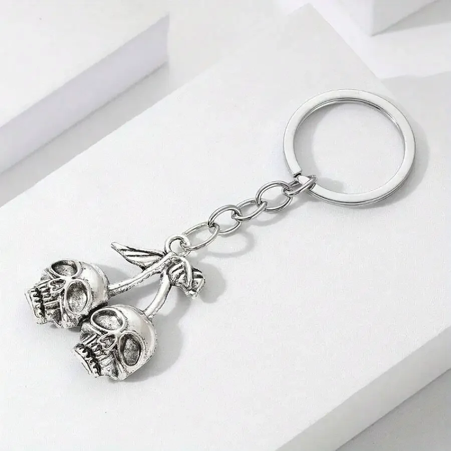 Punk Gothic Skull Keychain With Cherry Blossom Pendant Metal Car Bag Accessory
Punk Gothic Skull Keychain With Cherry Blossom Pendant Metal Car Bag Accessory
