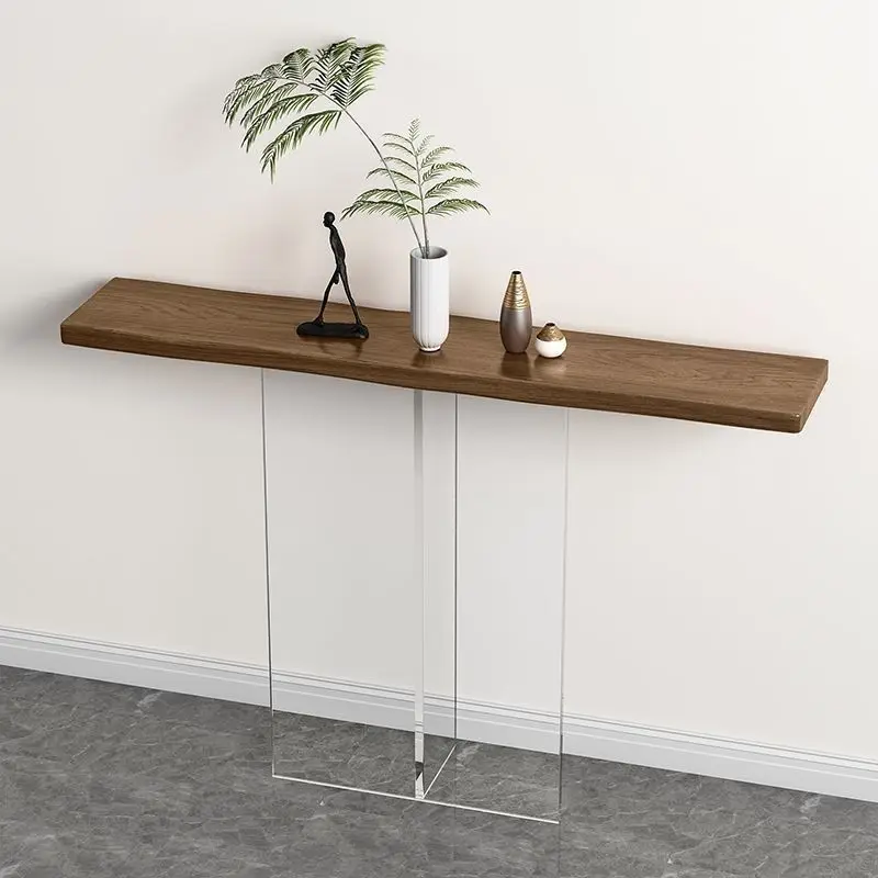 Solid wood Acrylic wall table with transparent legs Light luxury art simple room decor table furniture narrow porch side table 
Solid wood Acrylic wall table with transparent legs Light luxury art simple room decor table furniture narrow porch side table