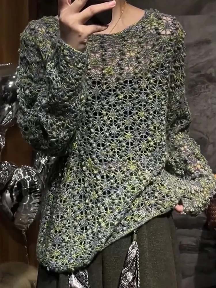 Retro Hollow out round Ne Knitwear Autumn New Sle plus Size Ele Versatile Slimming Top for 30-34 Years Old Women
Retro Hollow out round Ne Knitwear Autumn New Sle plus Size Ele Versatile Slimming Top for 30-34 Years Old Women