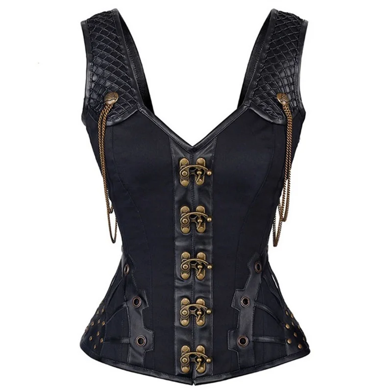 Steampunk Corset Sexy Women Bustier Top Gothic Pu Leather Corsets Overbust Corselet Vest
Steampunk Corset Sexy Women Bustier Top Gothic Pu Leather Corsets Overbust Corselet Vest