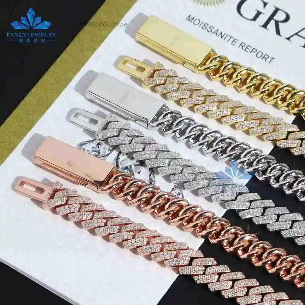 Fashion 10mm Iced Diamond Chain High Quality Hot Sale 925 Silver Hip Hop Style Gold Plated Fine Necklace for Men and Women.
Fashion 10mm Iced Diamond Chain High Quality Hot Sale 925 Silver Hip Hop Style Gold Plated Fine Necklace for Men and Women.