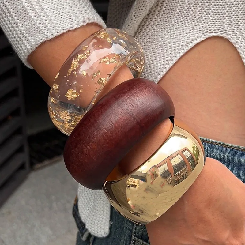 Exaggerated Charm Shiny Resin Metal Wood Geometric Round Bracelet Thick Chunky Large Bangle For Women Aesthetic Fashion Jewelry
Exaggerated Charm Shiny Resin Metal Wood Geometric Round Bracelet Thick Chunky Large Bangle For Women Aesthetic Fashion Jewelry