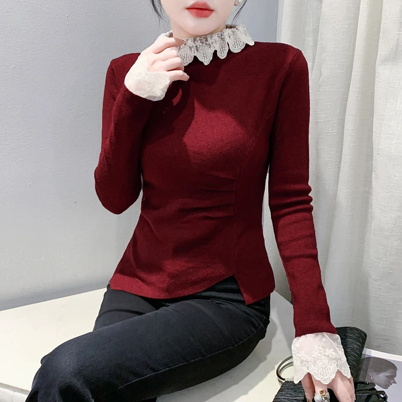 2025,New,European,Clothes,Fall,Winter,Knitted,Sweater,Women,Fashion,Sexy,Lace,Patchwork,Draped,Slim,Long Sleeve,Thick,Tops,41219
2025,New,European,Clothes,Fall,Winter,Knitted,Sweater,Women,Fashion,Sexy,Lace,Patchwork,Draped,Slim,Long Sleeve,Thick,Tops,41219