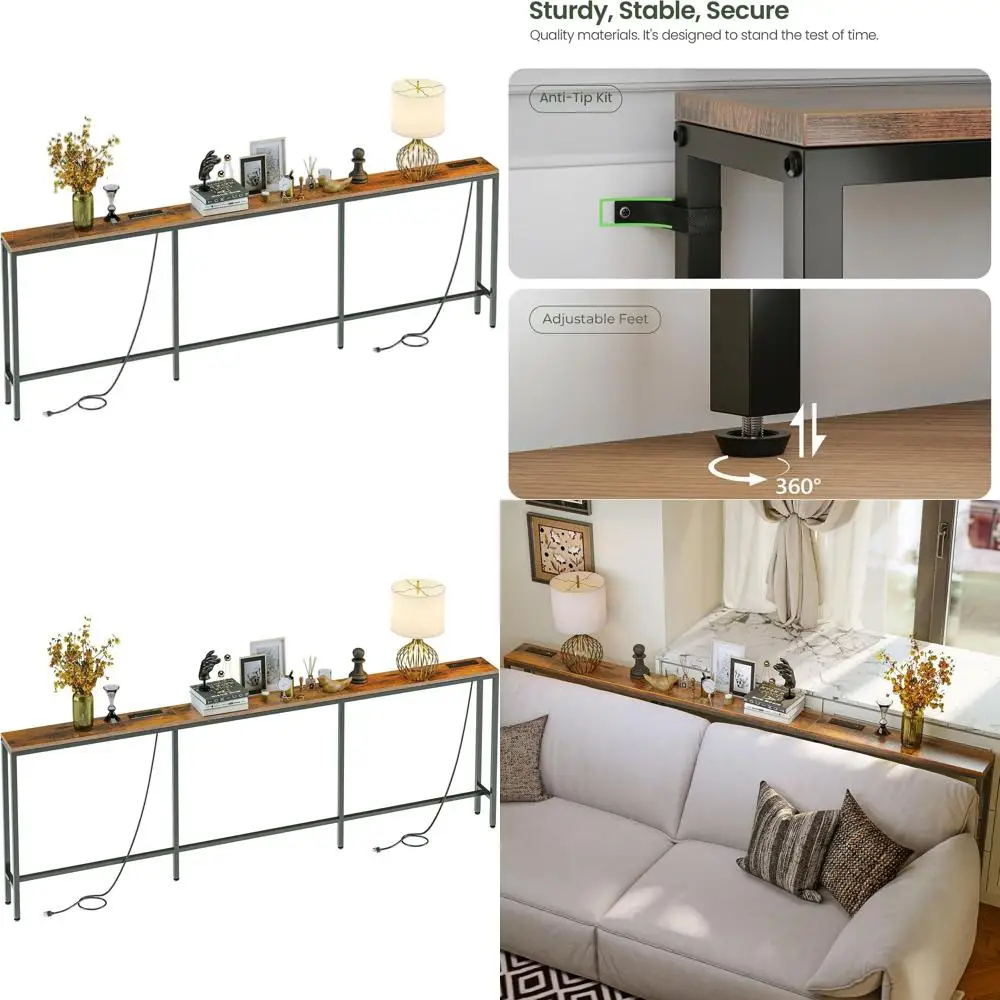 Консольный столик-тумба в деревенском стиле, коричневый, с 2 зарядными станциями, ультратонкий дизайн 7.1, 4 розетки и 4 USB-A, 2 порта USB-C
Консольный столик-тумба в деревенском стиле, коричневый, с 2 зарядными станциями, ультратонкий дизайн 7.1, 4 розетки и 4 USB-A, 2 порта USB-C