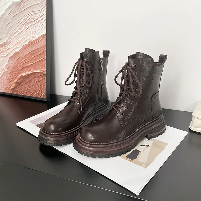 British-style Women's Ankle Boots 2026 New Style, Fashionable Round-toed, Thick-heeled Mid-calf Boots, Thick-soled Single Boots
British-style Women's Ankle Boots 2026 New Style, Fashionable Round-toed, Thick-heeled Mid-calf Boots, Thick-soled Single Boots