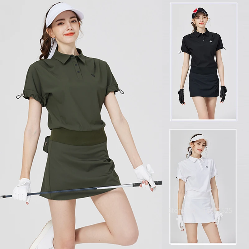 Blktee Women Golf Outfits Short-sleeved Top Elastic Breathable Loose POLO Shirt Ladies A-lined Tennis Skirt Golf Skirts with Bag
Blktee Women Golf Outfits Short-sleeved Top Elastic Breathable Loose POLO Shirt Ladies A-lined Tennis Skirt Golf Skirts with Bag