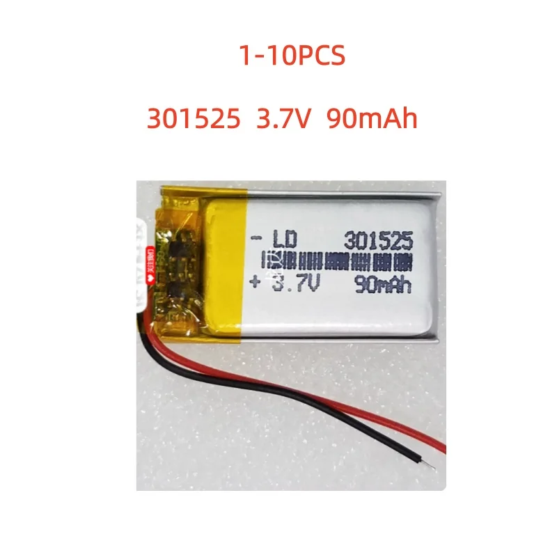 301525 Lithium Polymer Battery 3.7V 90mAh Li-ion Lipo Rechargeable Batteries for Reading Pen Bluetooth Headset Remote Control
301525 Lithium Polymer Battery 3.7V 90mAh Li-ion Lipo Rechargeable Batteries for Reading Pen Bluetooth Headset Remote Control